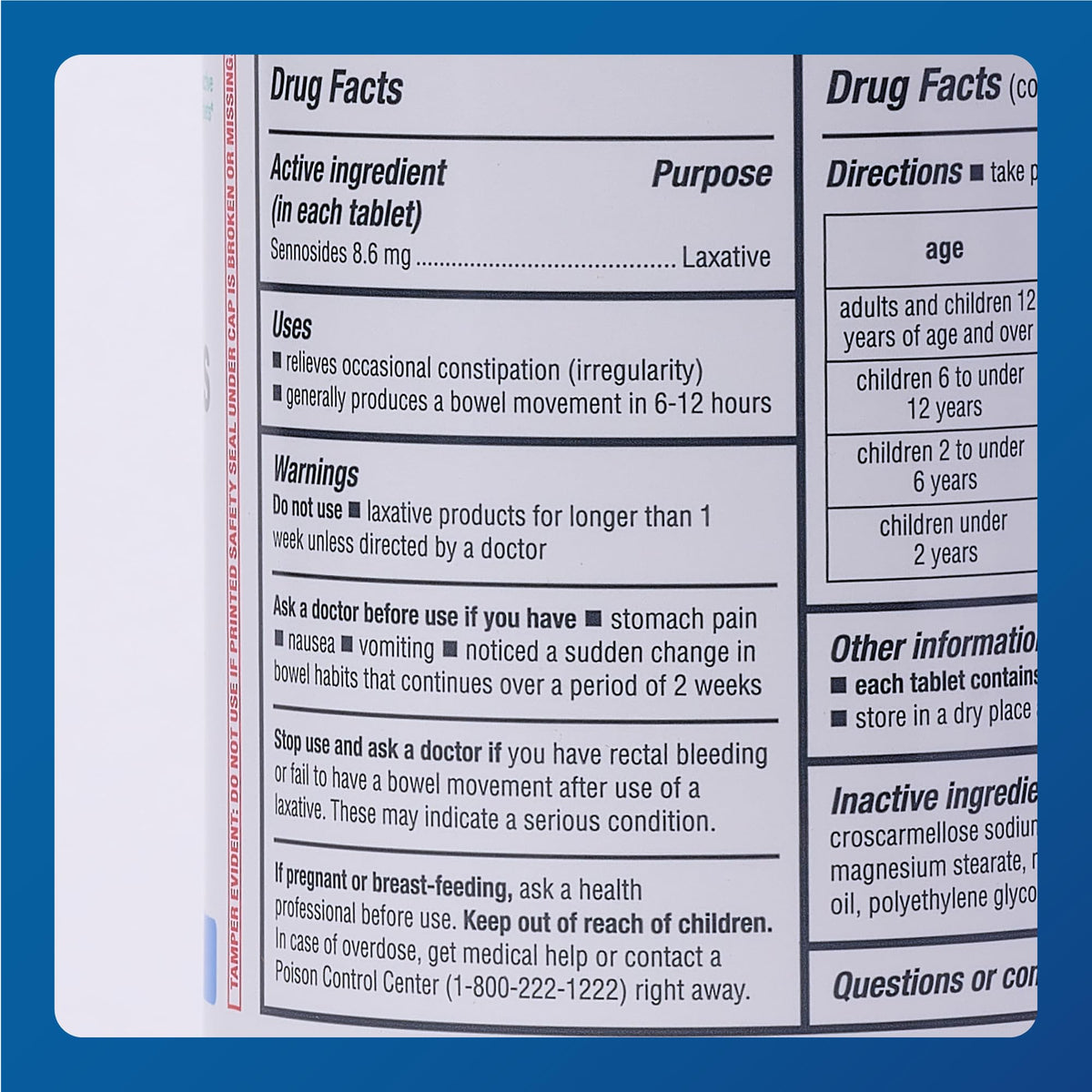 Major Sennosides 8.6mg Laxative 1000 Tablets