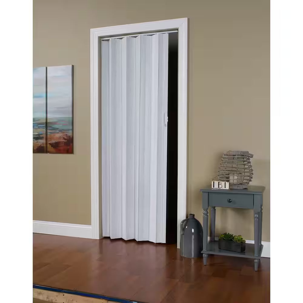 Via 36 In. X 80 In. White Mist Vinyl Accordion Door with Hardware