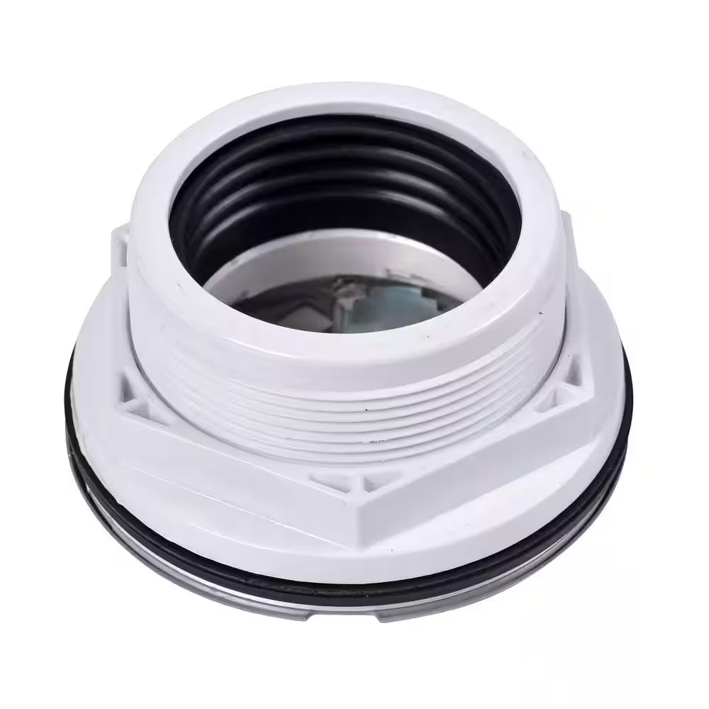 Round No-Caulk White PVC Shower Drain with 4-1/4 In. round Snap-In Stainless Steel Drain Cover