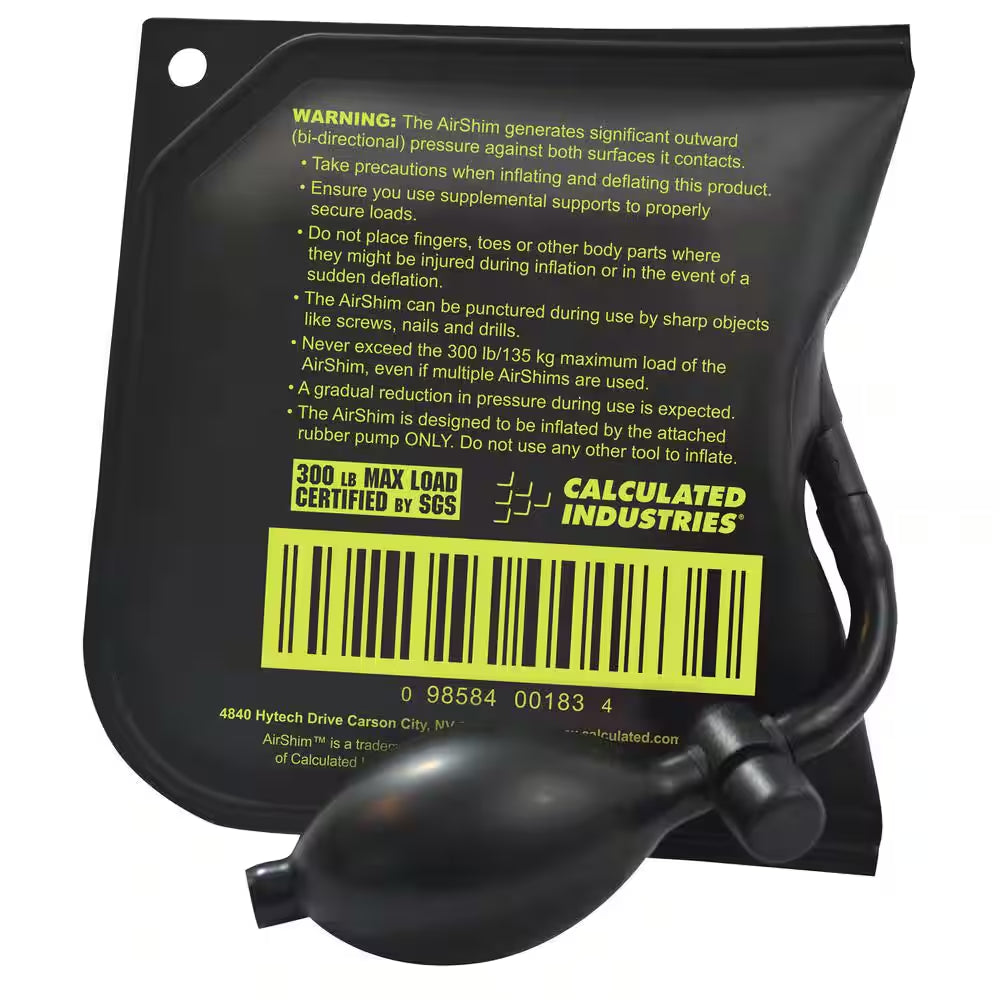 Contractor Grade Airshim Inflatable Pry Bar and Leveling Tool That Holds up to 300 Lbs.