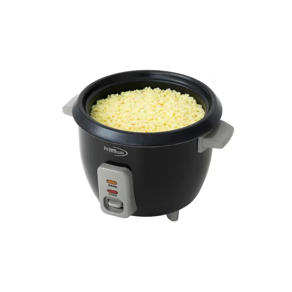 6-Cup Black Rice Cooker and Rice Steamer with Non-Stick Cooking Pot