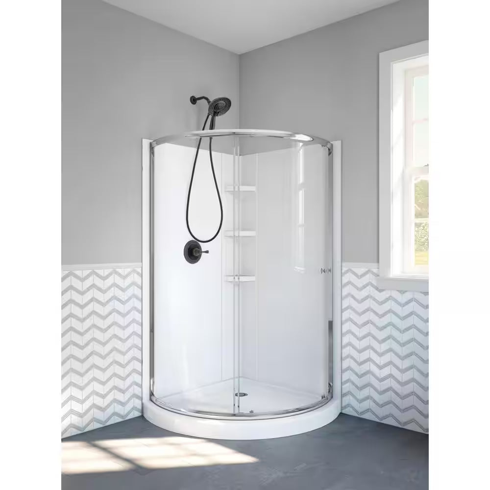 38 In. W X 70.63 In. H 3-Piece Glue up Corner Shower Wall Surrounds in White