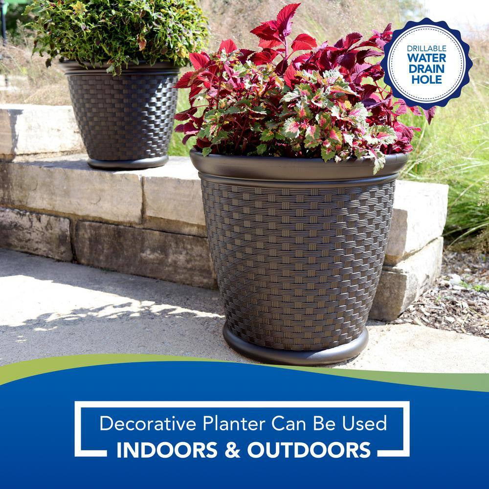 Sonora 22 In. round Java Blow Molded Plastic Planter (2-Pack)