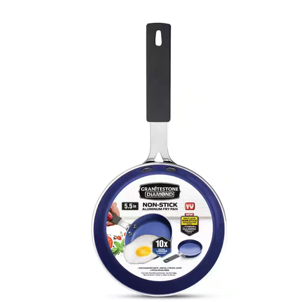 Classic Blue 5.5 In. Aluminum Non-Stick Diamond Infused Mini Fry Pan