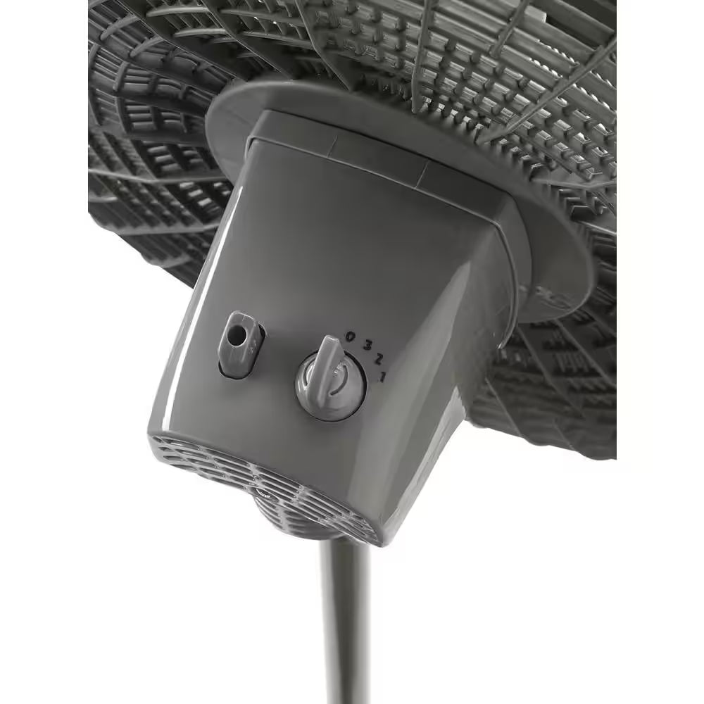 16 In. 3 Speed Oscillating Pedestal Fan with Adjustable Height, Easy Assembly, and Quiet Cooling for Any Room in Gray