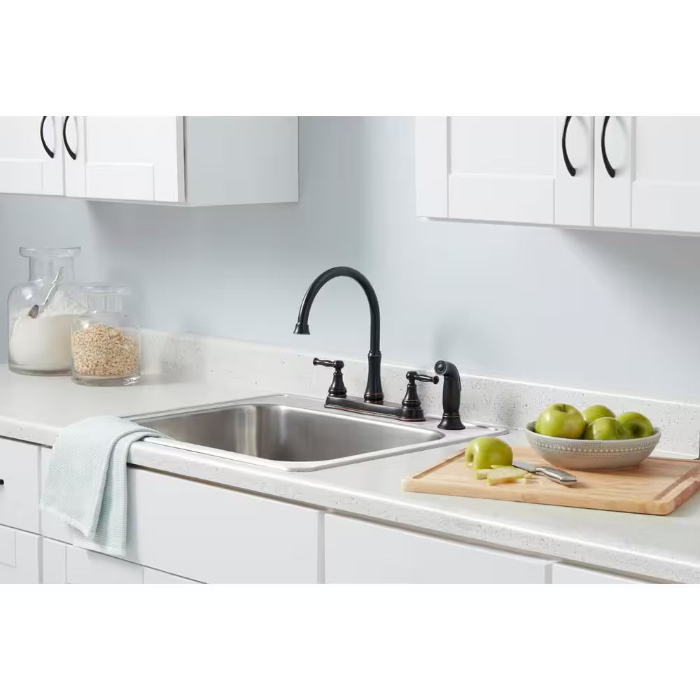 Fairway Double-Handle Standard Kitchen Faucet with Side Sprayer in Bronze