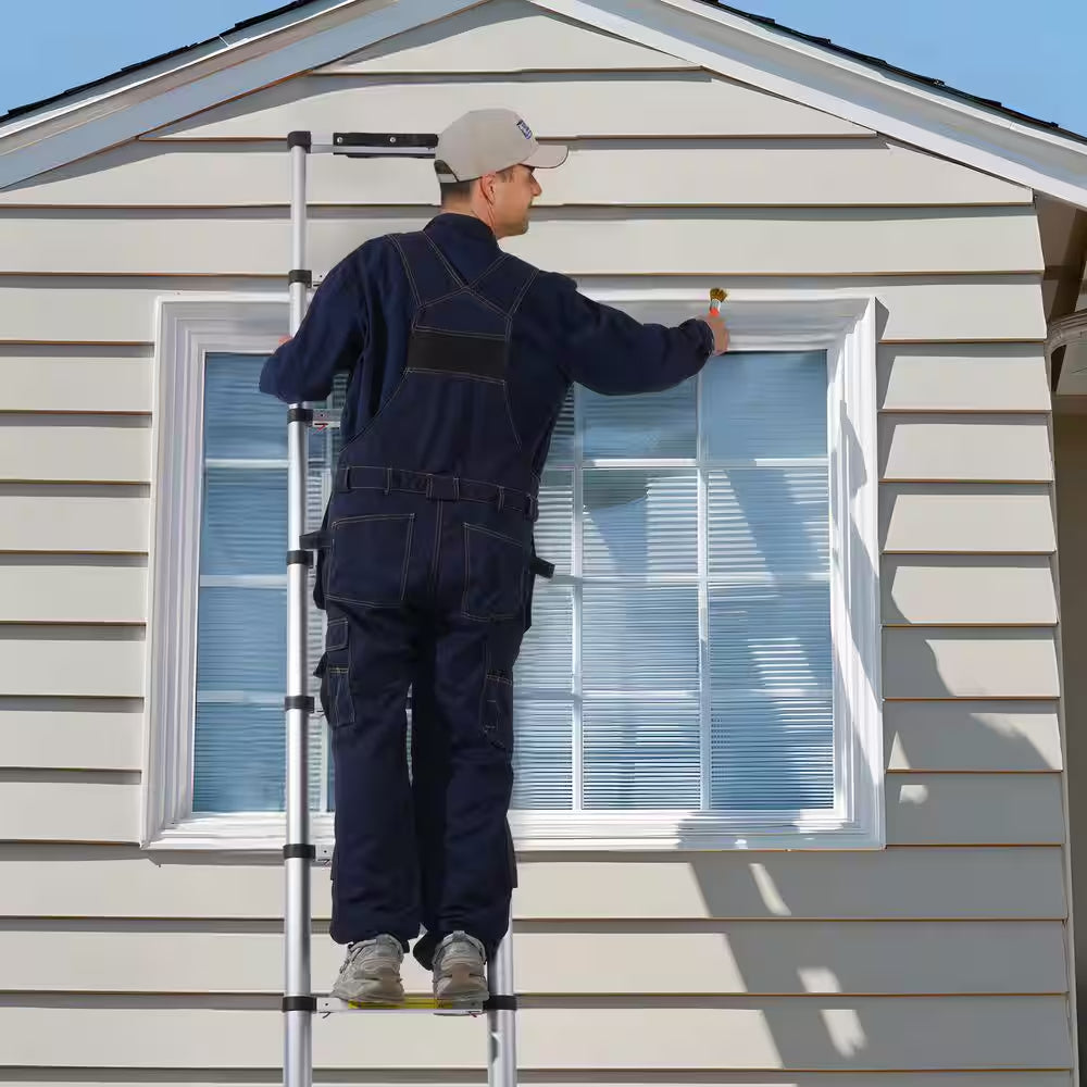 Telescoping Ladder, Non-Slip Feet, 8.5 Ft. Aluminum Extension Ladder 8.5 Ft. 375 Lbs. Collapsible