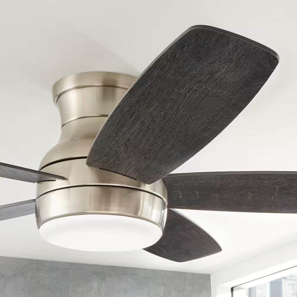 Ashby Park 52 In. White Color Changing Integrated LED Brushed Nickel Ceiling Fan with Light Kit and Remote Control
