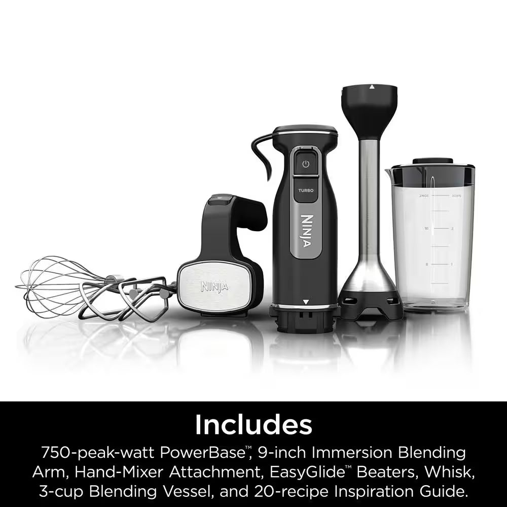 Foodi Power Mixer System, 5-Speed Black Immersion Blender and Hand Mixer