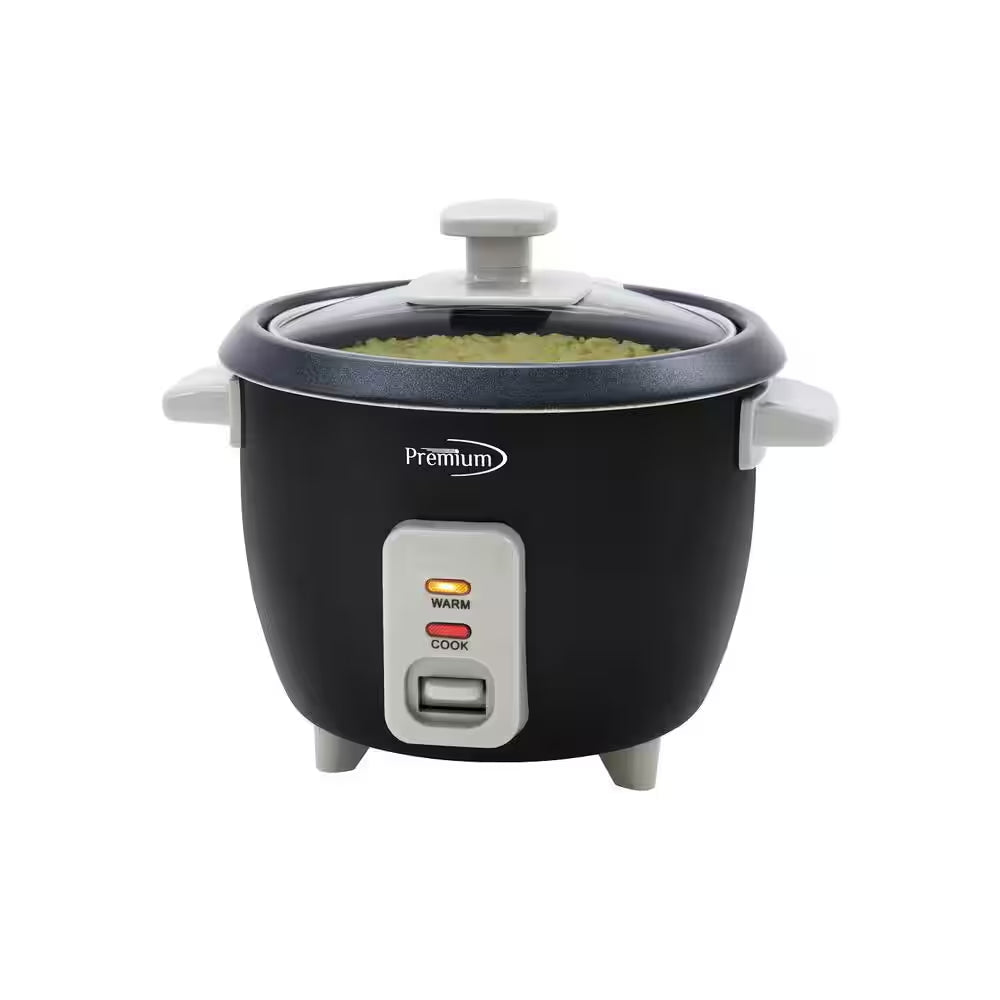 6-Cup Black Rice Cooker and Rice Steamer with Non-Stick Cooking Pot