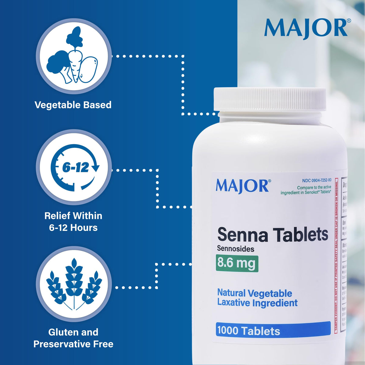 Major Sennosides 8.6mg Laxative 1000 Tablets