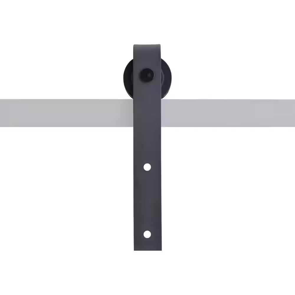 72 In. Black Classic Bent Strap Barn Style Sliding Door Track and Hardware Set-Door Not Included