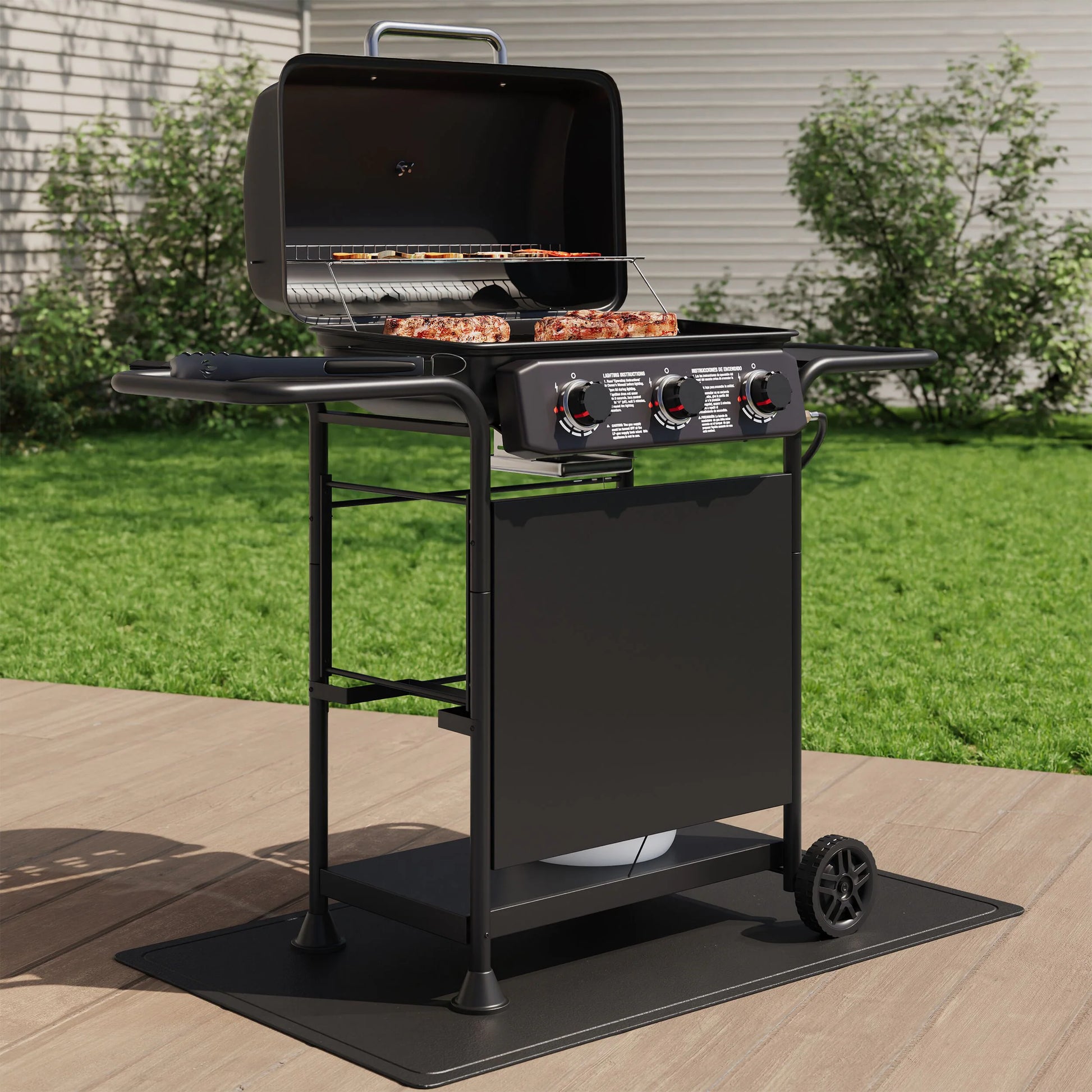 Large 550-Sq.In Black 3 -Burner Liquid Propane Gas Grill