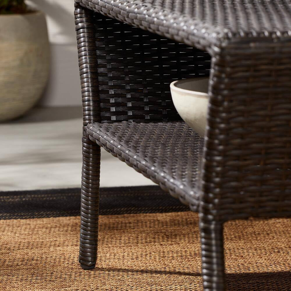 Terrace View 4-Piece Wicker Patio Conversation Set with Green Cushions