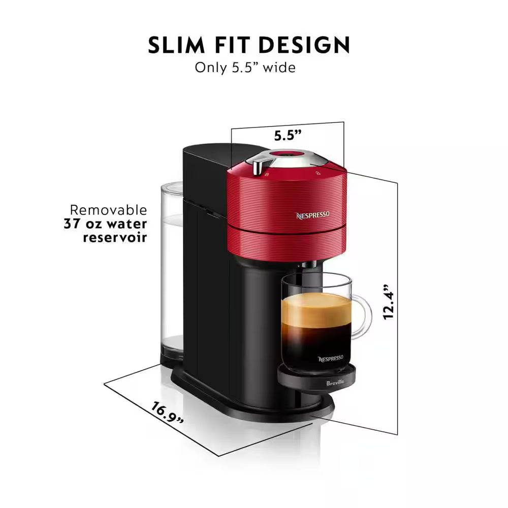 1 Cup Vertuo Next Coffee and Espresso Machine in Red plus Aeroccino3 Milk Frother in Black