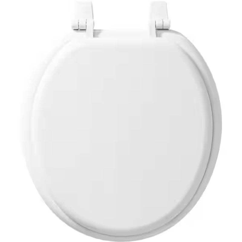 Round Enameled Wood Toilet Seat in White