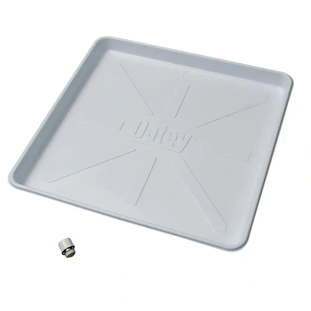 28 In. X 30 In. Plastic Washing Machine Drain Drip Pan with 1 In. Furnished Drain Adapter
