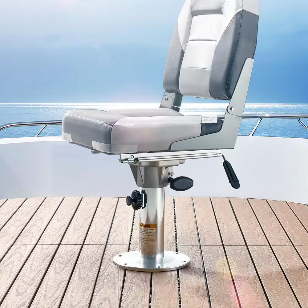 Boat Seat Pedestal, Aluminum Alloy Chair Base Slide, 5-In. Sliding Travel, Locking Design, Adjustable 13.39 to 19.2 In.