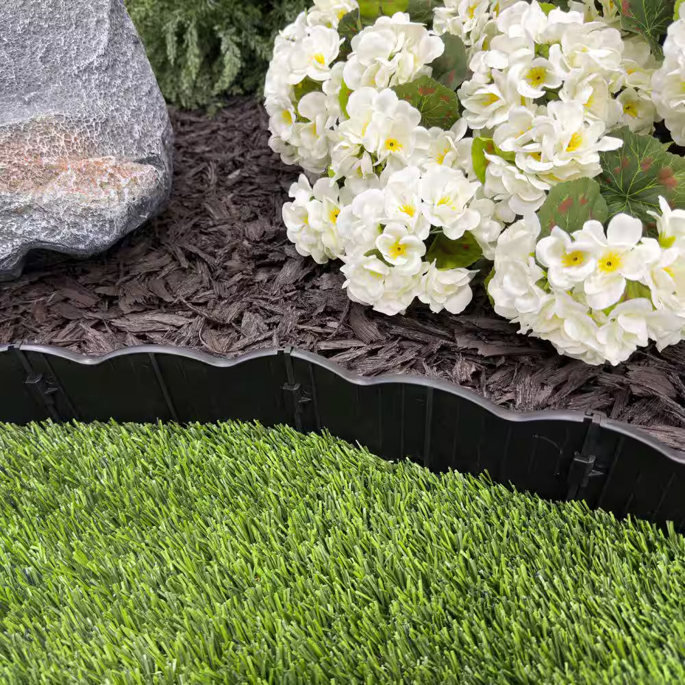 Border Master 20 Ft. Recycled Plastic Poundable Landscape Lawn Edging with Connectors Black