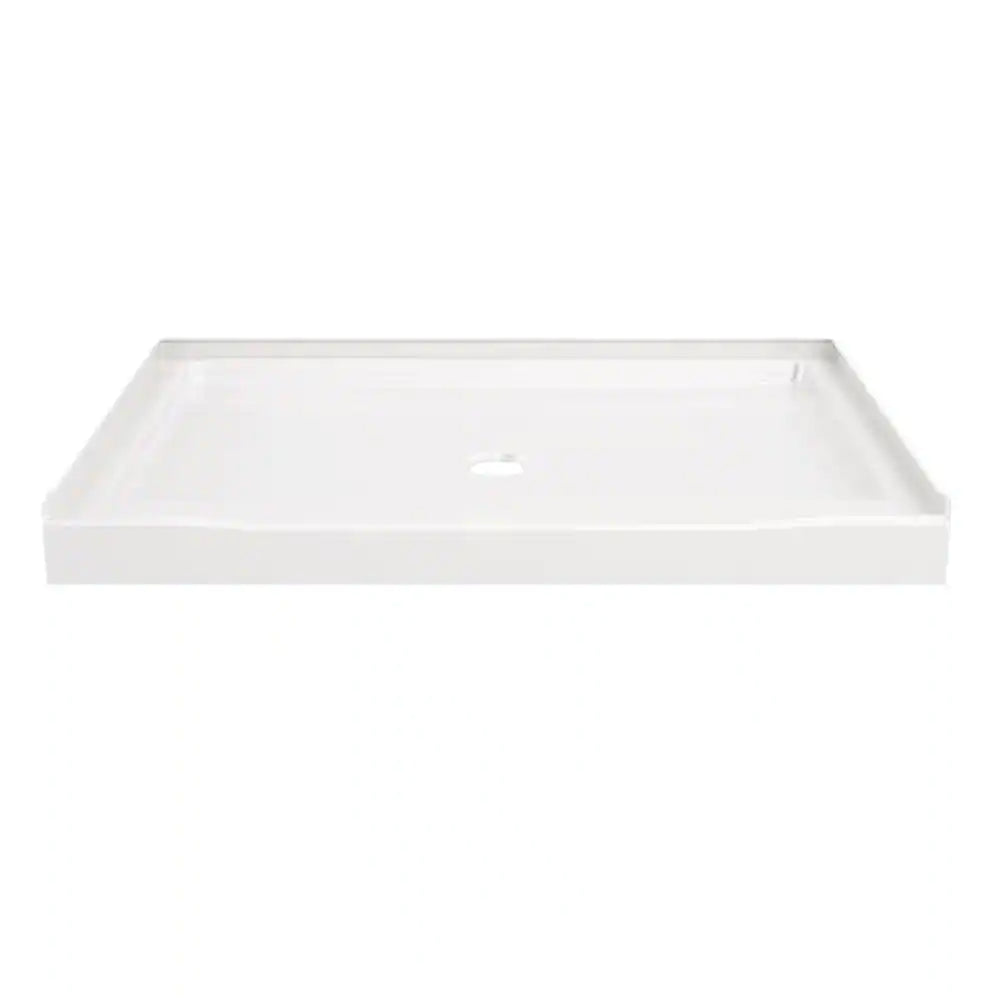 Classic 500 48 In. L X 34 In. W Alcove Shower Pan Base with Center Drain in High Gloss White
