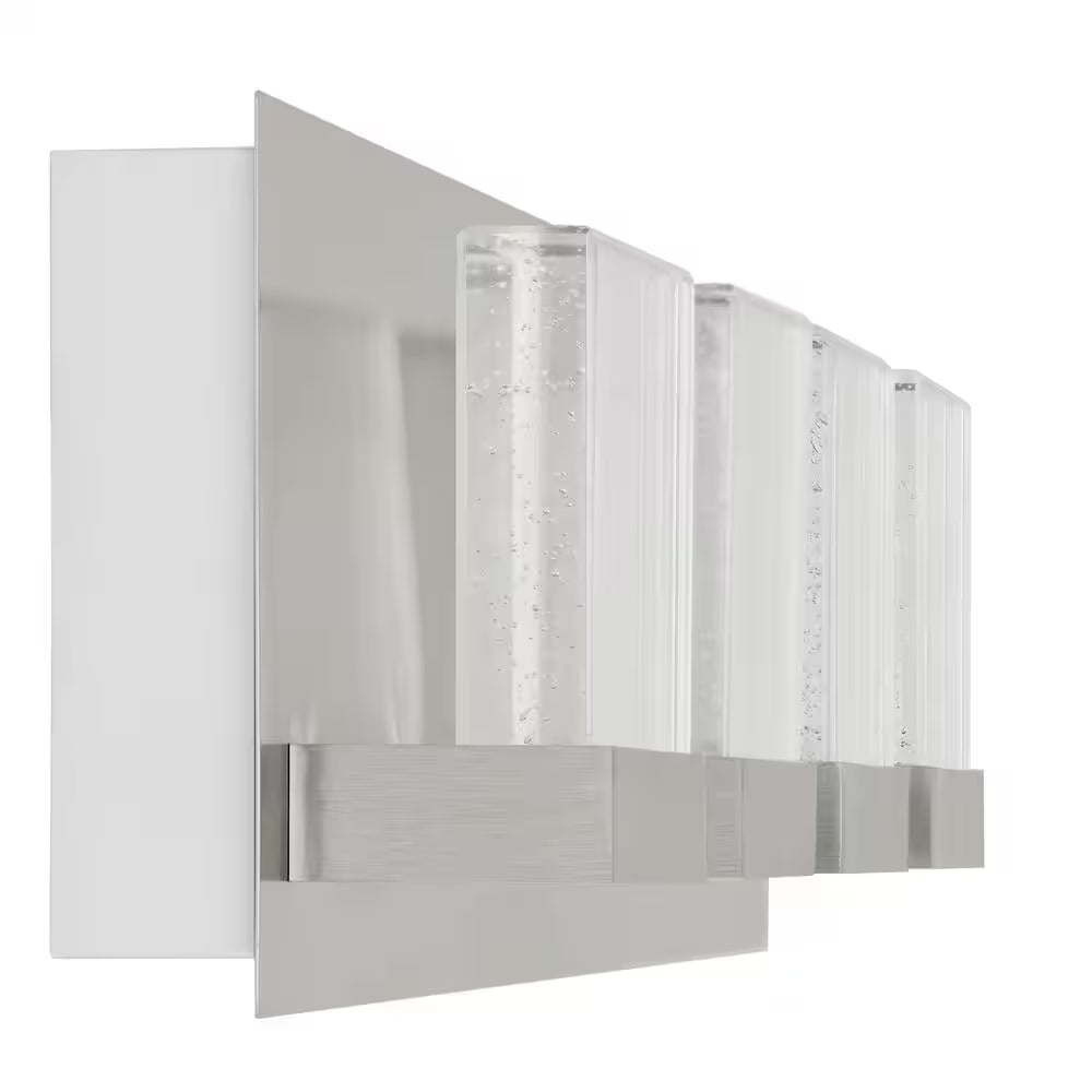 Alberson 5.1 In. W 4-Light Brushed Nickel Integrated LED Bathroom Vanity Light Bar with Bubble Glass