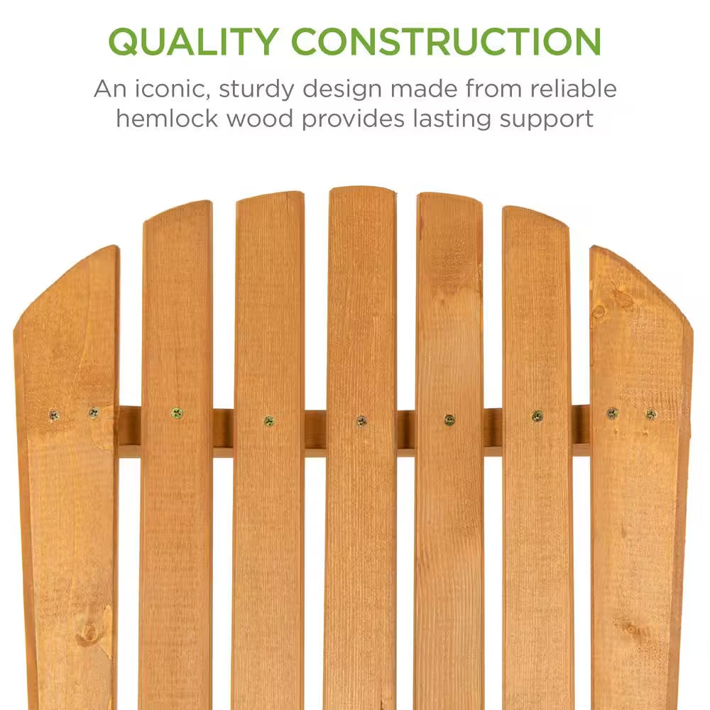 Natural Folding Wood Outdoor Adirondack Chair Set of 1