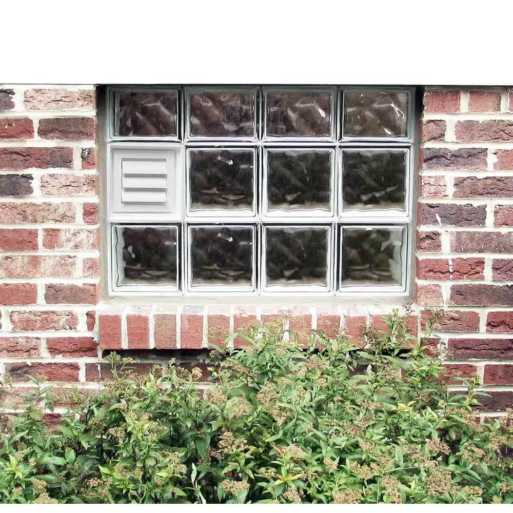 31 In. X 13.5 In. X 3.125 In. Frameless Wave Pattern Glass Block Window with Dryer Vent