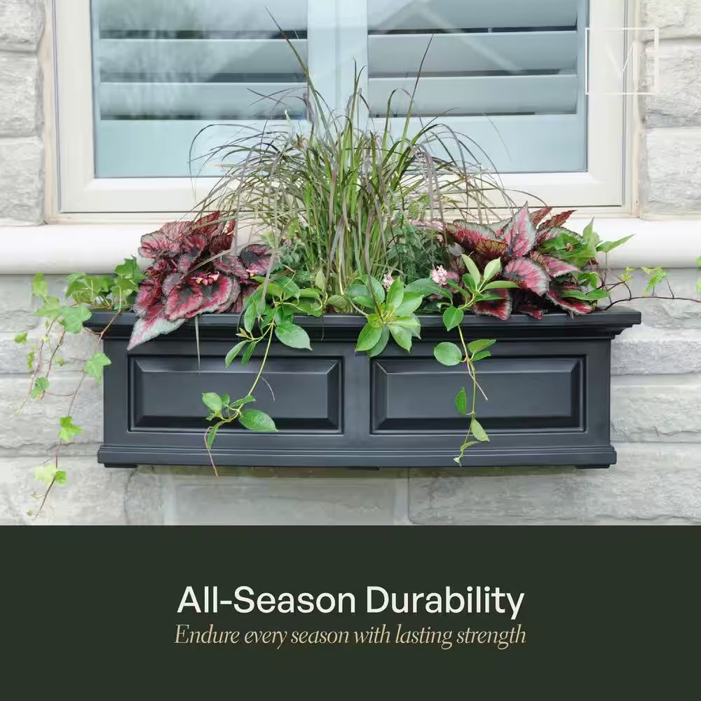Nantucket 36 In. X 11.5 In. Self-Watering White Polyethylene Window Box