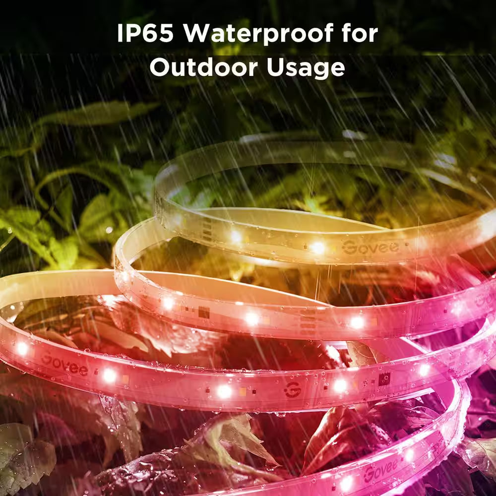 32.8 Ft. Outdoor Plug-In Integrated LED Novelty RGBIC with White Lighting Wi-Fi Enabled String -Light