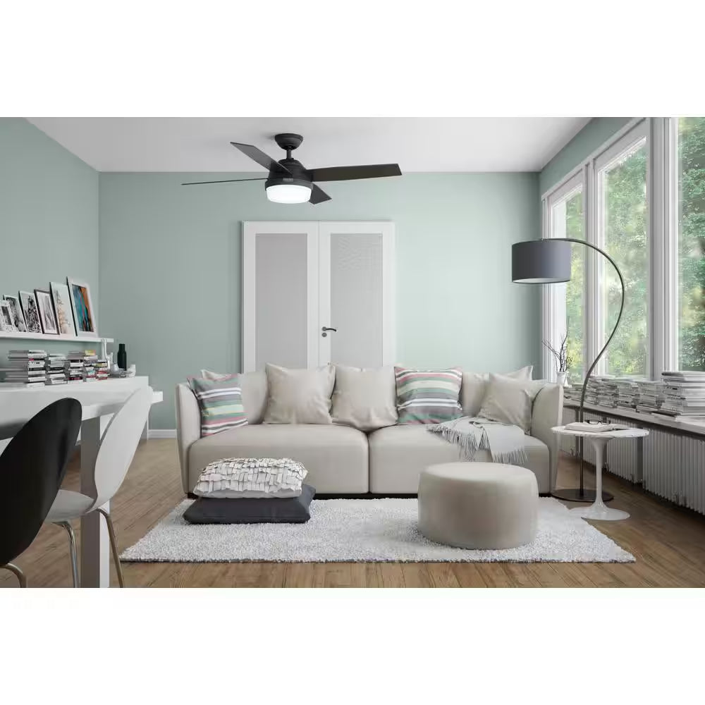 Dempsey 52 In. Indoor Matte Black Ceiling Fan with Remote and Light Kit Included