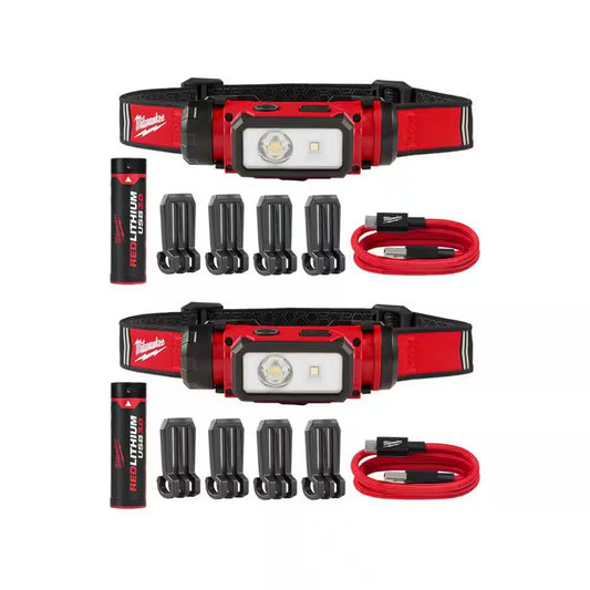 600 Lumens LED REDLITHIUM Hard Hat Headlamp (2-Pack)