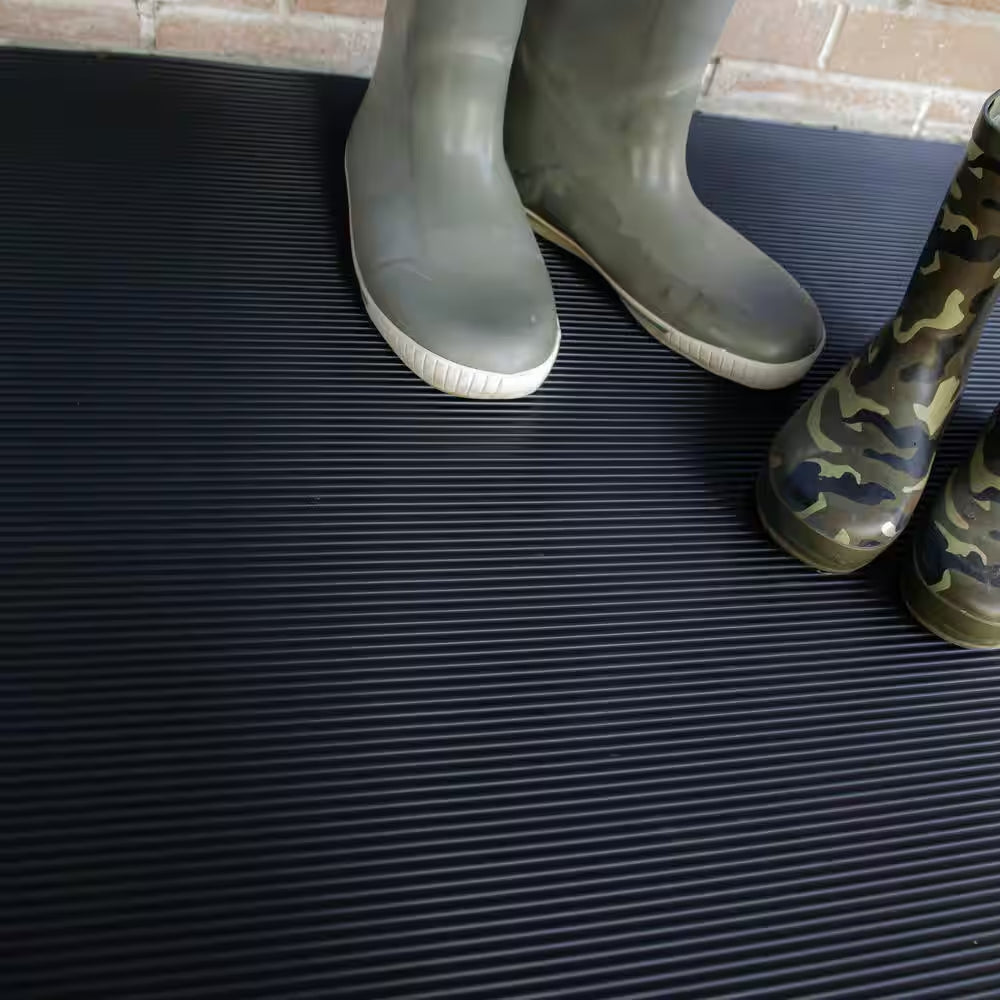 Black 24" X 10 Ft Vinyl round Rib Commercial Grade Matting