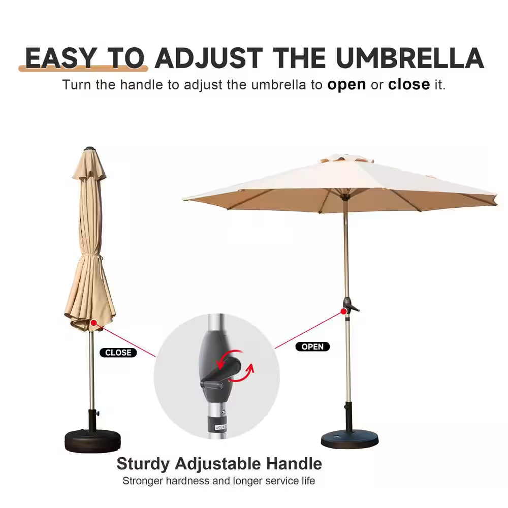 9 Ft. Outdoor Table Market Umbrella with Push Button Tilt and Crank, UV Protection Waterproof Market Sun Umbrella