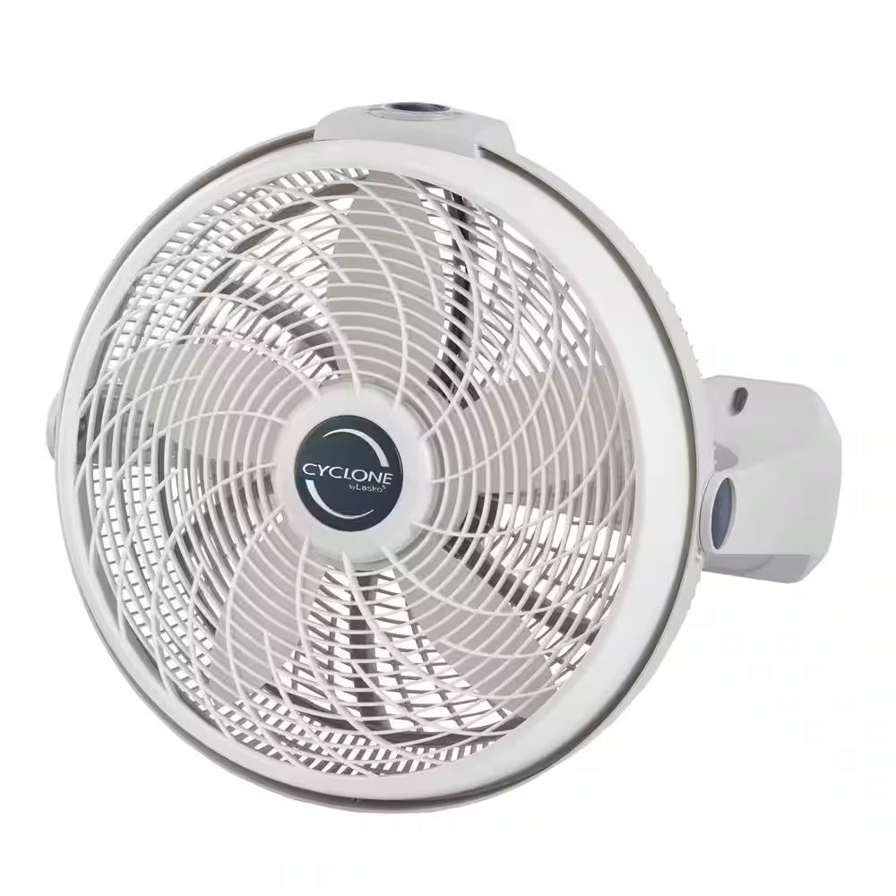 Cyclone 20 In. 3 Speed Air Circulator Floor Fan for Home in White with Wall Mount Option, 90° Pivoting Head and Handle