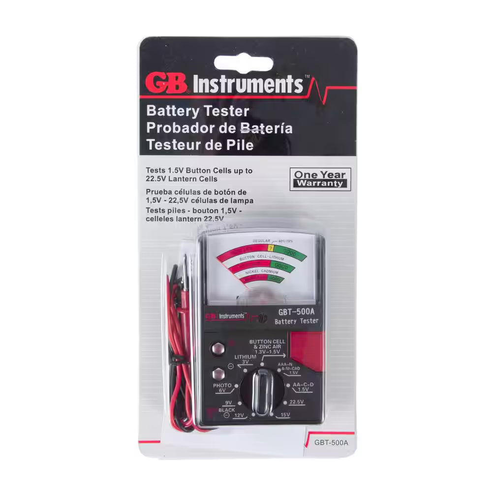 Battery Tester for 1.5-Volt Button Cell to 22.5-Volt Photo and Lantern Cells