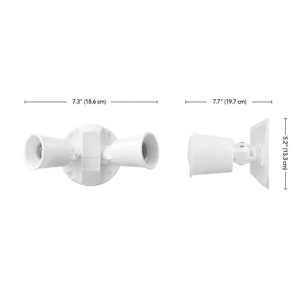 PAR White Switch Activated Wired Outdoor 2-Head Security Flood Light