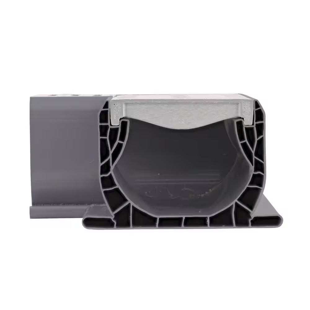Spee-D Channel Drain 90 Degree Elbow and Grate, Gray Plastic