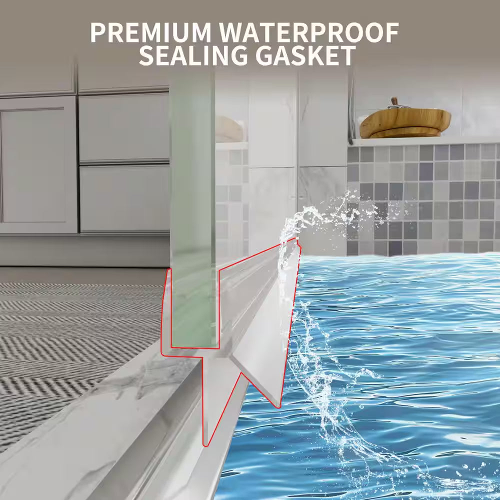 24-26 In. W X 72 In.H Frameless Pivot Shower Door in Chrome with Clear Glass