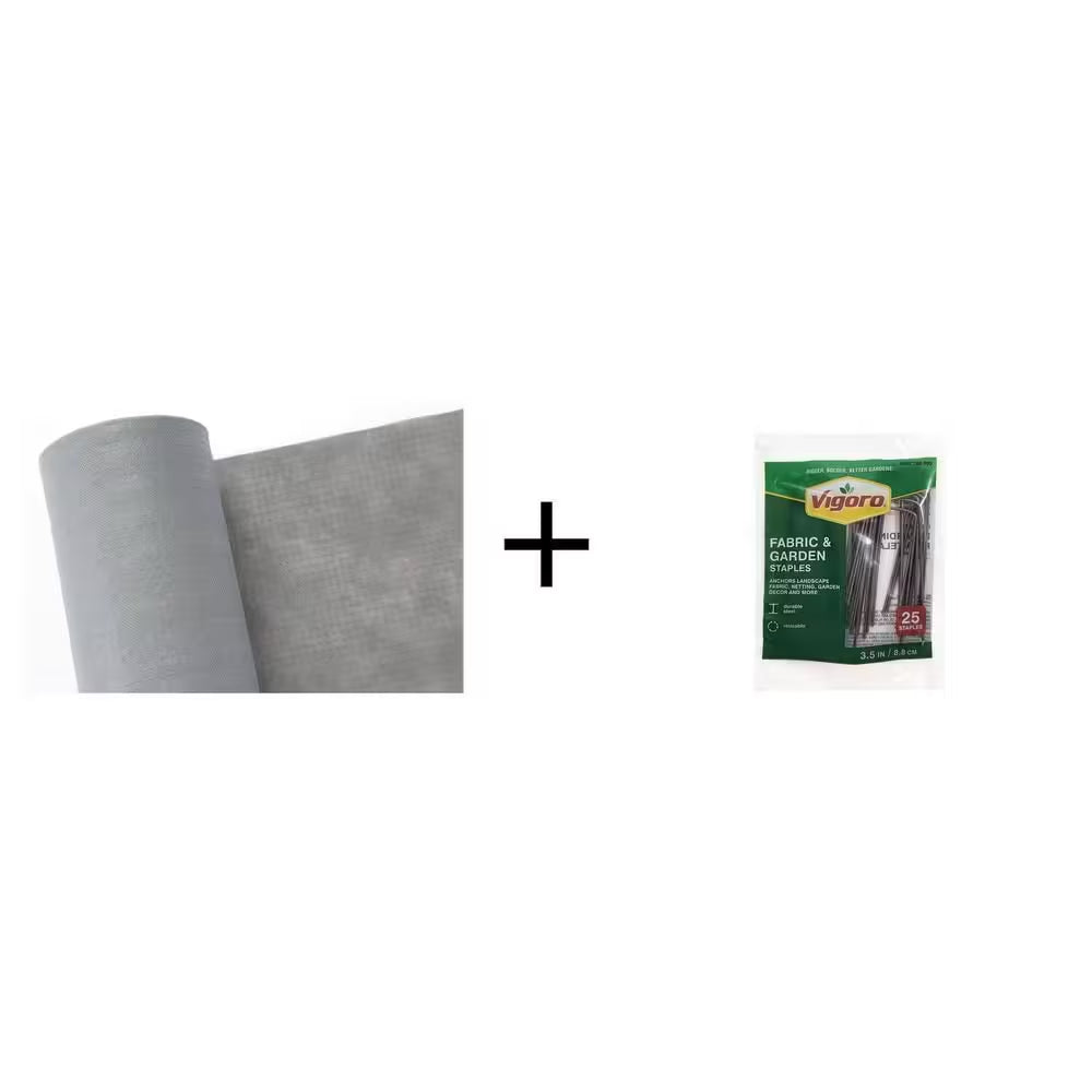 4 Ft. X 50 Ft. Heavy Duty Landscape Fabric with 3.5 In. Garden Staples (25-Pack) Combo