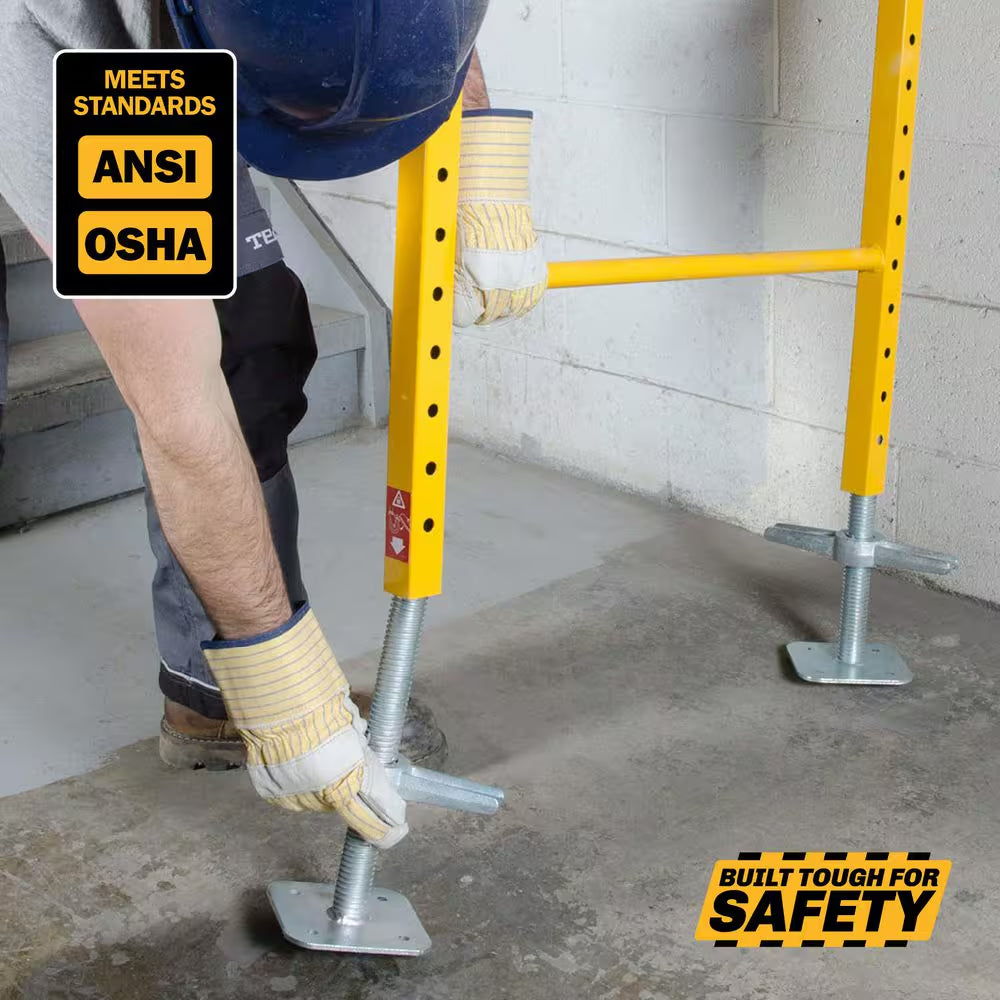 12 In. Galvanized Steel Leveling Jacks Adjustable up to 6 Inches for Baker Scaffolding, 4-Pack