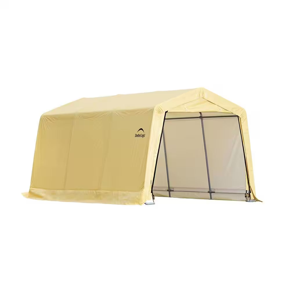 10 Ft. W X 15 Ft. D X 8 Ft. H PE Garage without Floor in Tan W/ Patented Stabilizers and Best-In-Class Tightening