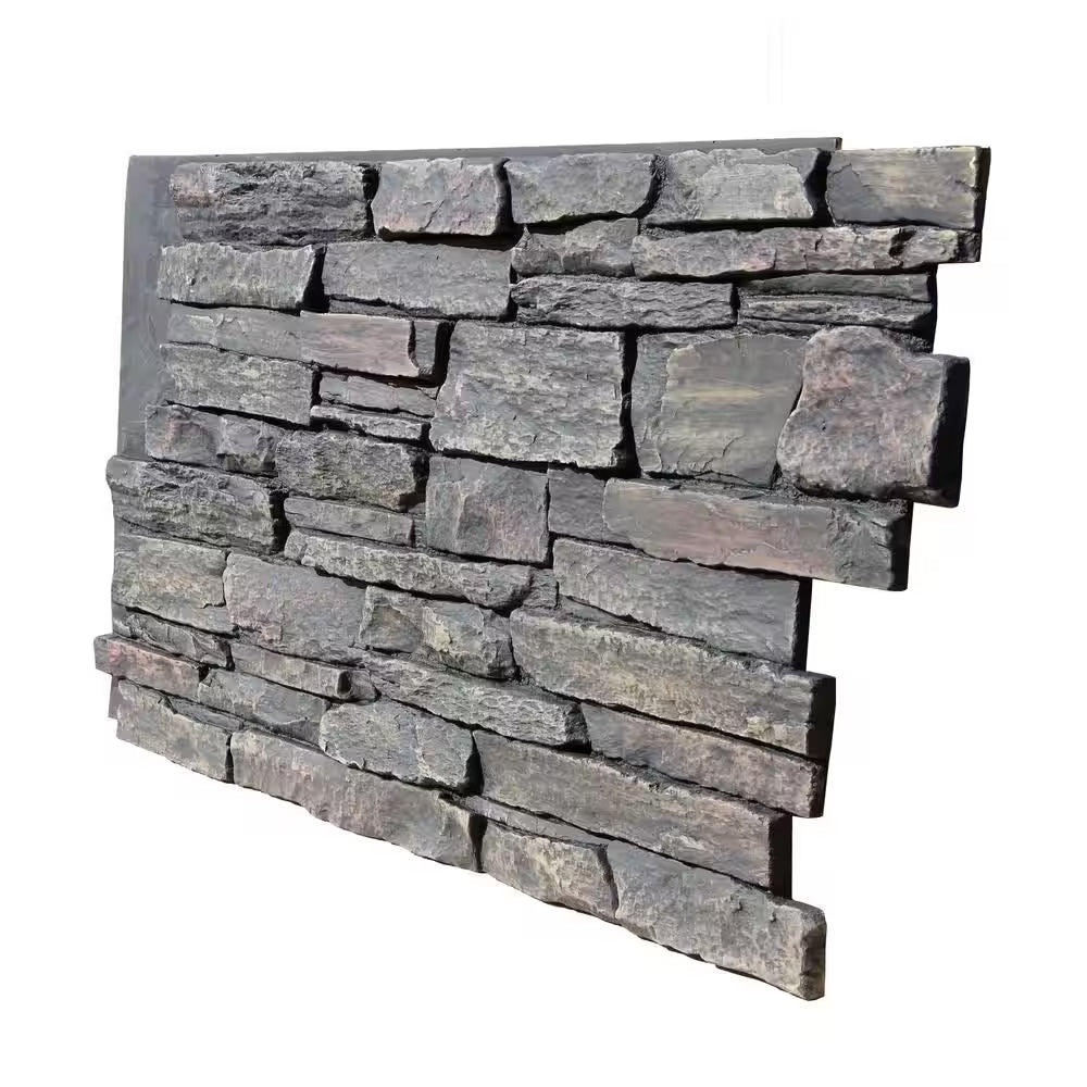 Ledge Stone 48 In. X 24.25 In. Polyurethane Interlocking Siding Panel in Volcanic Ash