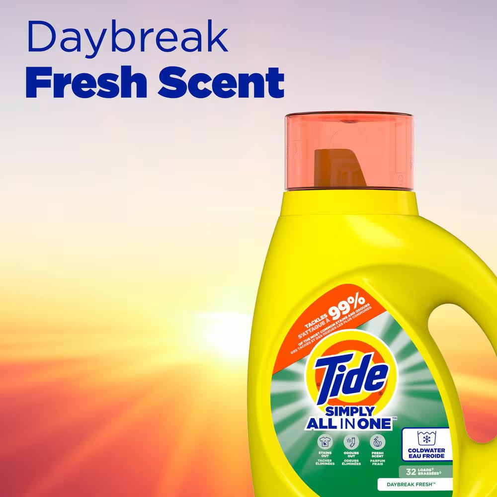 Simply All in One Daybreak Fresh Scent Liquid Laundry Detergent, 89-Loads, 117 Fl. Oz.