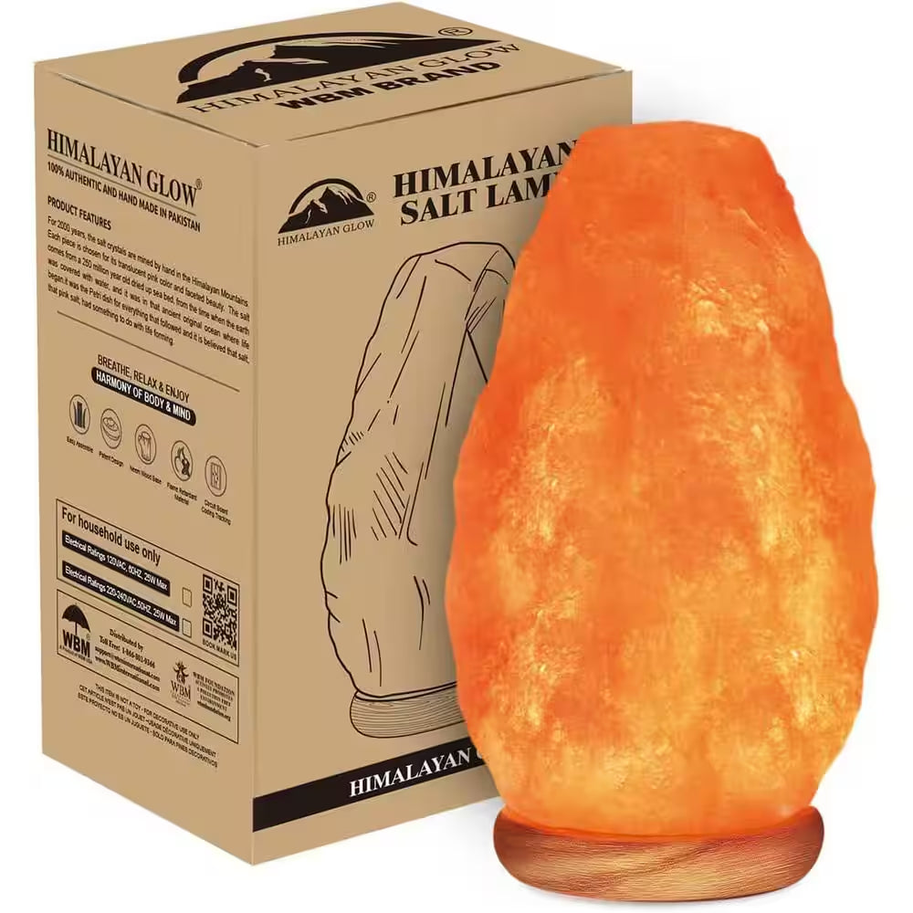 Himalayan Salt Lamp, 10 In. Tall, Night Light Table Lamp, with Dimmer Switch, 4 Lbs. to 6 Lbs.