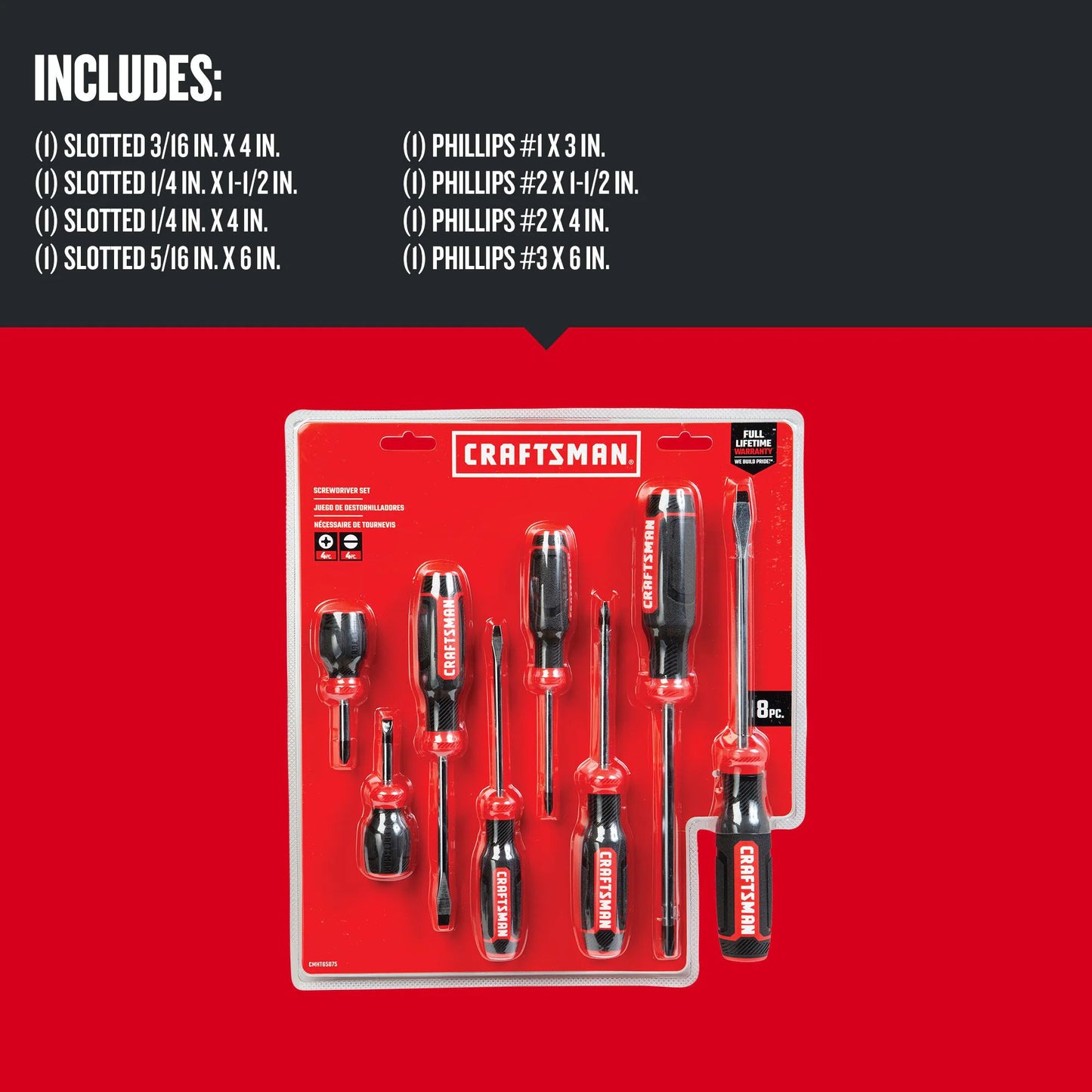 Red 8 -Piece 6-In Screwdriver Set