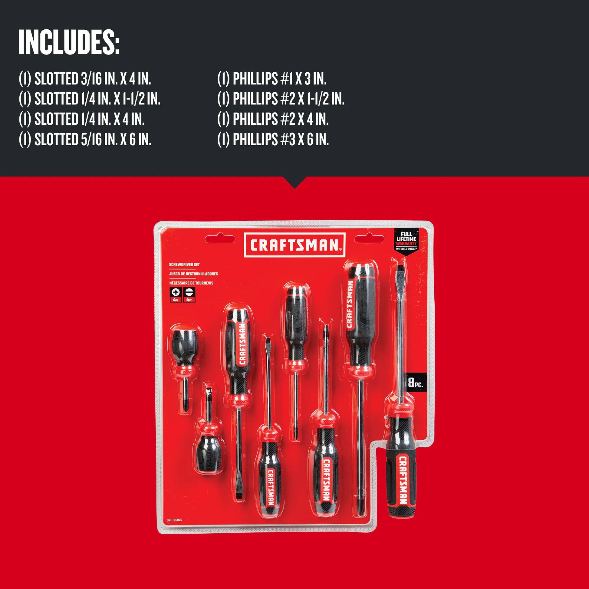 Red 8 -Piece 6-In Screwdriver Set