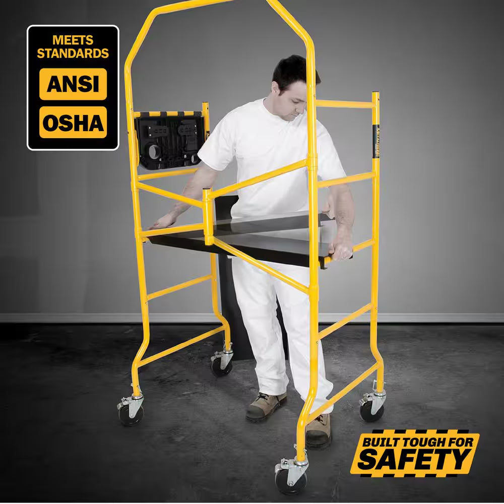 Jobsite Series 3.3 Ft. L X 6.3 Ft. H X 2.6 Ft. D Scaffold Work Platform with Safety Rail and Tool Tray, 900 Lb. Capacity