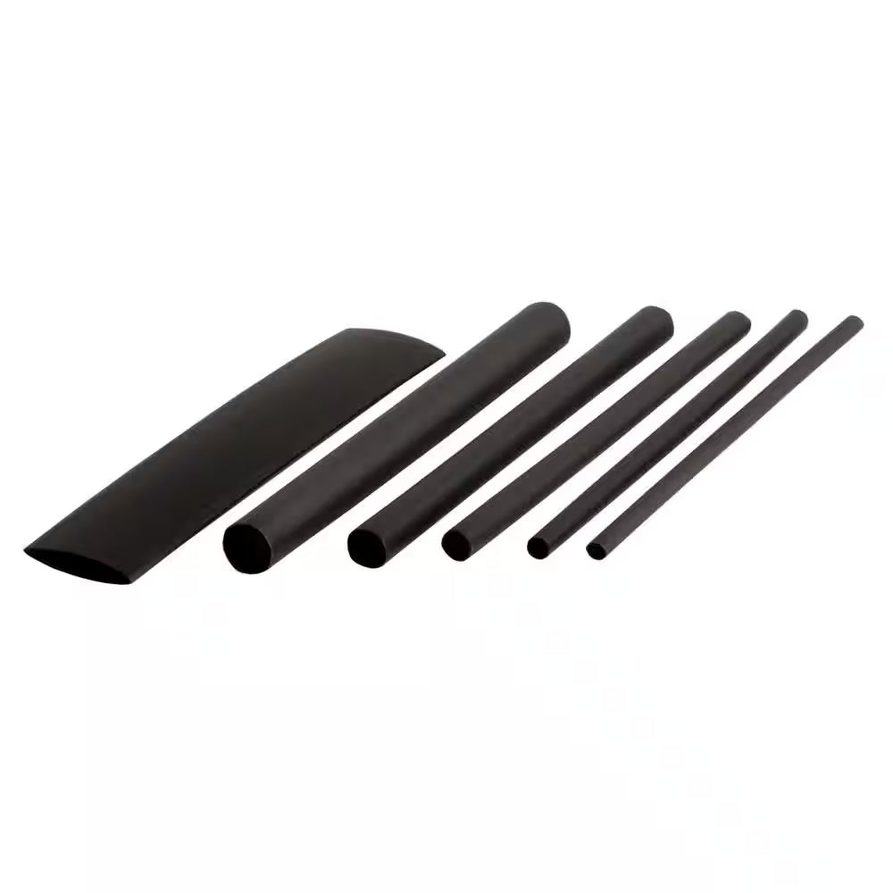 160-Piece 3 In. Assorted Size Heat Shrink Tubing Kit, Black