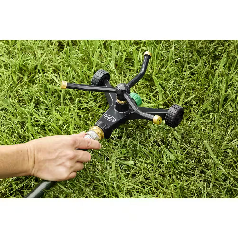 1,384 Sq. Ft. Metal 3-Arm Rotating Lawn and Garden Sprinkler
