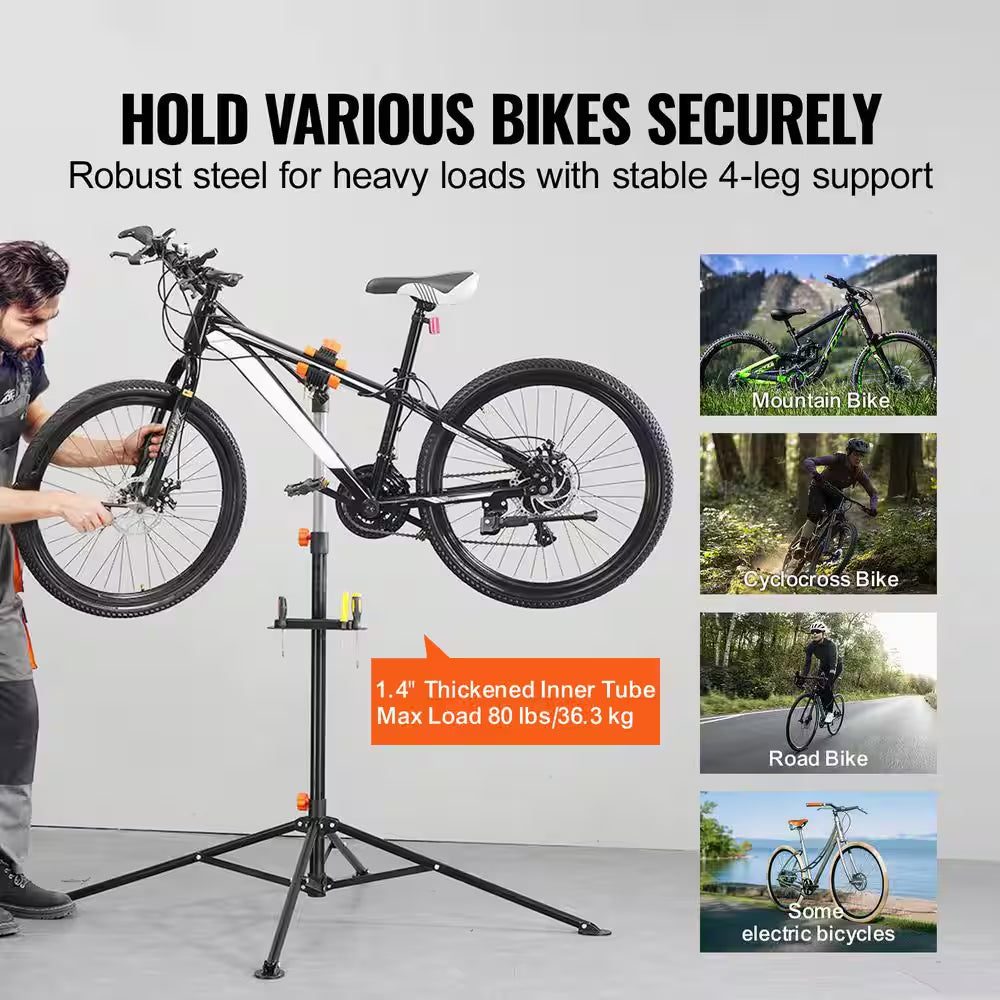 Bike Repair Stand, 80 Lbs. Heavy-Duty Steel Bicycle Repair Stand, Adjustable Height Bike Maintenance Workstand